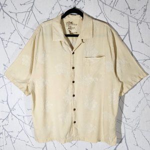 Jamaica Jaxx Yellow Floral Jacquard 100% Silk Camp Shirt
